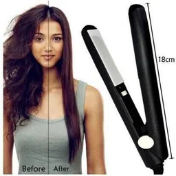Faigy Mini Hair Straightener Crimper Flats Iron Easy To Carry Beauty 2 in 1 Mini Bangs Hair Straightener Beauty Flat Iron Heating Curler Ceramic Tourmaline Plate Wave Straightener Hair Straightener image 2