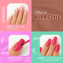 glam21 Aura Nails Nail Lacquer High-Shine Nail Enamel Chip-Free Formula Flamingo Flick image 4