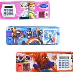 Multiple character Designed Pencil Box for Girls and Boys Magnetic Pencil Box with Calculator and Dual Sharpener Art Plastic Pencil Boxes-image-20