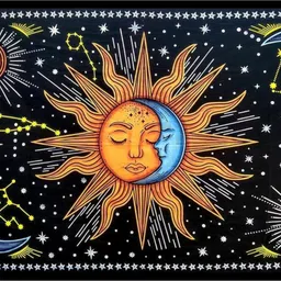 dravy handicrafts Tapestry Sun Moon Tarot Psychedelic Tapestry Wall Hanging Tarot Boho Bohemian Wall Hanging Poster (Size-40x30 Inches) Tapestry-picture-10