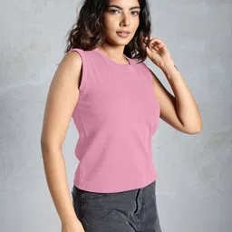 dressberry Casual Regular Sleeves Solid Women Pink Top image 3
