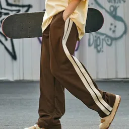 comfortably dumb Men Striped Brown Track Pants image 3