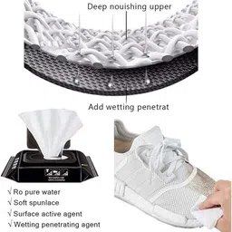 WIPSOR Shoe Cleaner Wipes 1 Packs of 80 Portable Sneakers Cleaner Sports Shoe Cleaner image 5