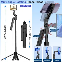 RETRACK C12 1.8Meter Long AI Auto Smart Tracking Tripod 360° Auto Follow-Up Face Tracking Gimbal All-in-One Bluetooth Selfie Stick image 2