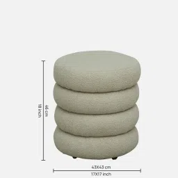 casacraft from pepperfry Remona Boucle Fabric Round Pouffe in Lunar Grey Colour image 2