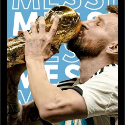 Messi Kissing Trophy Frame | Premium Black | Football Wall Decor | Size-A4 Digital Reprint 13.5 inch x 10 inch Painting-image-15