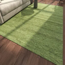 Green Solid Wool 5 ft X 8 ft Hand Tufted Rectangle Carpet-image-12