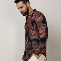 campus sutra Men Regular Fit Printed Spread Collar Formal Shirt image 3