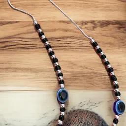 kuldeep payal Silver & Black Evil Eye Anklet for Women & Girls Silver Anklet image 1