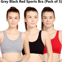 stogbull Pack of 3 Women Sports Non Padded Bra image 1
