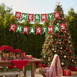 the decor queen Merry Christmas Checks design Decoration Banner for Home, Office, Party & Events Banner image 5