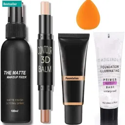 FACE MAKEUP COMBO WITH FIXER PRIMER FOUNDATION CONTOUR STICK PUFF-image-31
