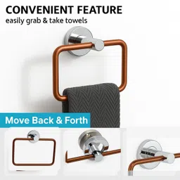 fossa Stainless Steel Towel Ring for Bathroom, Napkin Holder for Wash Basin, Copper Towel Holder image 4