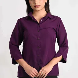 gm sara Women Regular Fit Solid Spread Collar Formal Shirt image 5