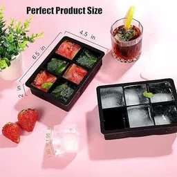 bakemo 6 Cavity Ice Cube Trays for Freezer Stackable Ice Cube Mold for Large Square Ice Multicolor Silicone Ice Cube Tray image 5