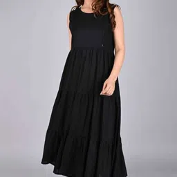 sheffali creation Women Layered Black Midi/Calf Length Dress-picture-11