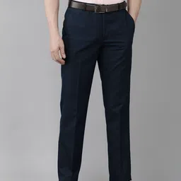 park avenue Men Regular Fit Dark Blue Viscose Rayon Trousers-picture-33