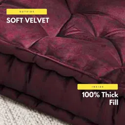 maatrikaa Vetiver Roots Floor Cushion Pack of 1 Solid Square Velvet Soft Padded Seat Pillow for Living Room,Bedroom,Office(18x18 Inch) image 2