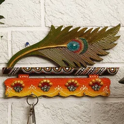 jaipurcrafts Beautiful MorPankhi Papermache Wood Key Holder image 1