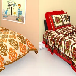 riya fabrics 140 TC Cotton Single Jaipuri Prints Flat Bedsheet-picture-27