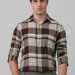 mufti Men Slim Fit Checkered Spread Collar Casual Shirt-picture-7