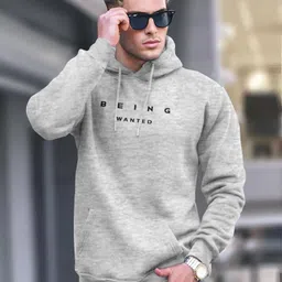 being wanted Men Full Sleeve Printed Hooded Sweatshirt image 1
