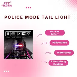 fcc racing Bicycle Police Mode Tail Light and Front Type-C Fast Charging Light Combo LED Front Rear Light Combo image 3