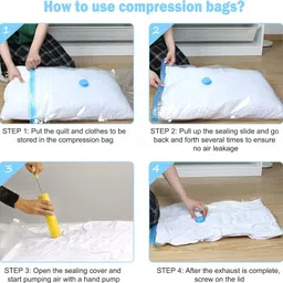 infidus Combo Vacuum Storage Bags - Space Saver Compression Bag with 1 Hand Pump Travel Storage Vacuum Bags image 5