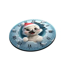 olive tree Snow Man12 Inches Classic Wooden Clock image 4