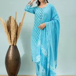 Self Design Kurta, Trouser/Pant & Dupatta Set-image-3