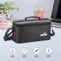 milton Steel Smart 2Round Inner Steel 500ml each & Oval container 675ml, Spoon With Bag 3 Containers Lunch Box image 2