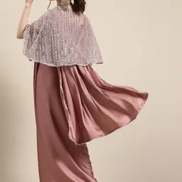 tikhi imli Solid/Plain Bollywood Crepe Saree image 2