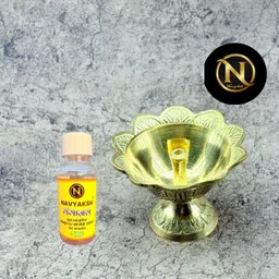 navyaksh Elegant Deepak for Mandir, Puja & Gift Purpose WITH GANGAJALI Brass Table Diya image 1