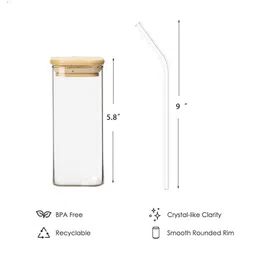 regalo 410 ml Glass Tumbler with Wooden Airtight Bamboo Lid and Straw image 2