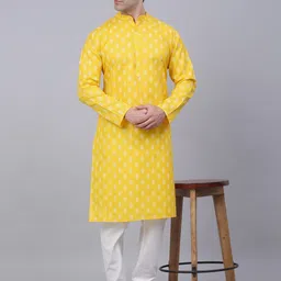 jompers Men Printed Cotton Blend Straight Kurta image 4