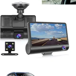 maties 1080P 4 inches LCD car Dash Cam for car security Reverse Assist Camera System Black LCD image 1