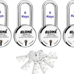 alone Round 50mm Long Neck 6 Same Keys 4 Padlocks for home door gate shutter shop Padlock image 2