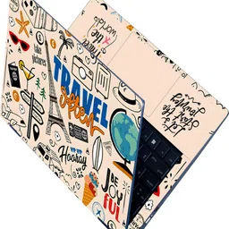 Anweshas Full Body Laptop Skin Fits Size Upto 15.6 Inches - Travel Theme Doodle Be Joyful Self Adhesive Vinyl Laptop Decal 15.6 image 1