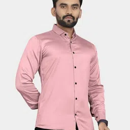 the style grove Men Regular Fit Solid Spread Collar Casual Shirt image 5