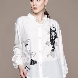 perfect productions Women Regular Fit Printed Mandarin Collar Casual Shirt-picture-15