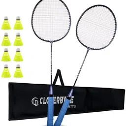 cloverbyte Single Shaft Badminton Kit Of 2 With 8 Pc Nylon Shuttlecock With Cover Badminton Kit-picture-31