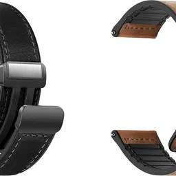 ACM WSM28P22BKGL3556 Pack of 2 Watch Strap Leather Magnetic Silicone 22mm for Fastrack Limitless Valor Smartwatch (Black/Gold) Smart Watch Strap image 3