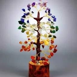 7 Chakra Crystal Tree with Amethyst Base for Spiritual Growth Decorative Showpiece - 15 cm-image-0