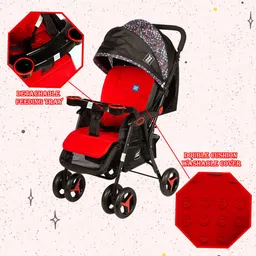 meemee Baby Pram for 0-3 Years| 360� Front Wheels|Double Cushion Washable Cover Stroller image 3