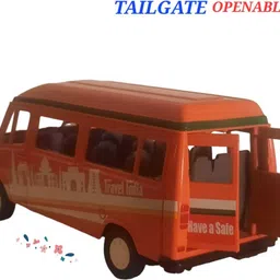 shree jee TEMPO TRAVEL TOURIST MINI BUS WITH TAILGATE OPENABLE PULL BACK TOY image 3