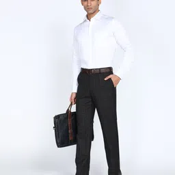 park avenue Men Regular Fit Brown Polyester Trousers image 2