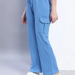 q-rious Women Solid Blue Track Pants image 1