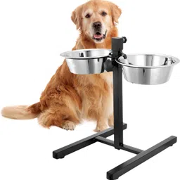 bowlfull buddies Adjustable Pets Bowl H-Base Stand with Stainless Steel Removable Bowls Stainless Steel Pet Bowl-picture-25