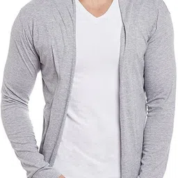 glampanda Men Kimono Style Full Sleeve Grey Shrug-picture-16