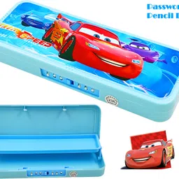 poksi Car Pencil Box with Password| Geometry Box |Cartoon Printed Art Plastic Pencil Box image 5